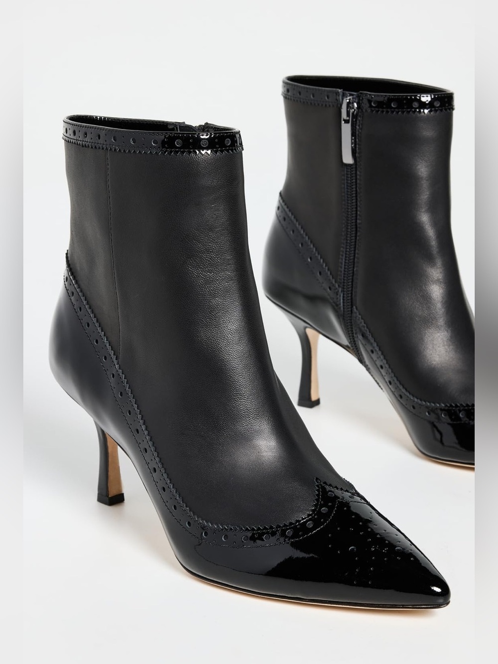 L'AGENCE Women's Ember pointed bootie, Black Leather, size 6.5